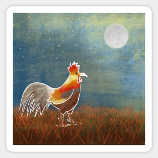 Rooster In the Moonlight Sticker